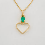Set Cadena Veneciana + Dije Corazon esmeralda 0.7 pts / 1.2g / 40.05cm Oro Amarillo 18K