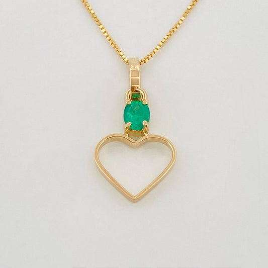 Set Cadena Veneciana + Dije Corazon esmeralda 0.10 pts / 1.3g / 41cm Oro Amarillo 18K