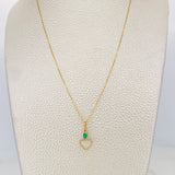 Set Cadena Veneciana + Dije Corazon esmeralda 0.10 pts / 1.3g / 41cm Oro Amarillo 18K