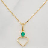 Set Cadena Veneciana + Dije Corazon esmeralda 0.10 pts / 1.3g / 41cm Oro Amarillo 18K
