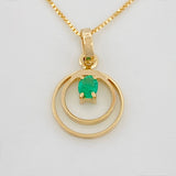 Set Cadena Veneciana + Dije Circular esmeralda 0.6 pts / 1.25g / 40cm Oro Amarillo 18K