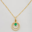 Set Cadena Veneciana + Dije Circular Esmeralda 0.07pts / 1.5g / 40cm Oro Amarillo 18K