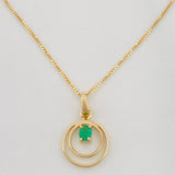 Set Cadena Veneciana + Dije Circular esmeralda 14 pts / 1.35g / 40cm Oro Amarillo 18K