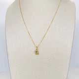 Set Cadena Veneciana + Dije Corazon esmeralda 0.2 pts / 1.3g / 40cm Oro Amarillo 18K