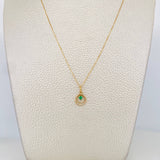 Set Cadena Veneciana + Dije Circular esmeralda 0.6 pts / 1.25g / 40cm Oro Amarillo 18K