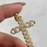 Dije Cruz Cubana 5.1gr / 5cm / Circones Blancos Oro Amarillo ©