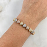 Pulso Reticulado Corazones 20gr / 19cm / 8mm Circones Blancos Tres Oros 18K ©