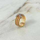 Anillo Tres Lineas Curvas X 8.9gr / T7 3/4 / Circones Blancos Tres Oros ©