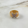 Anillo Tres Lineas Curvas X 8.9gr / T7 3/4 / Circones Blancos Tres Oros ©