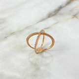 Anillo X 3.65gr / T7 1/4 / Circones Blancos Oro Rosa ©