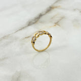 Anillo Circulos 2.1gr / T6 1/4 / Circones Blancos Dos Oros Amarillo Blanco ©