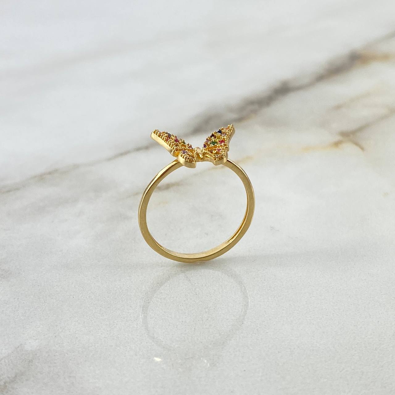 Anillo Mariposa 2gr / T7 / Circones Colores Oro Amarillo ©
