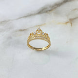 Anillo Corona Corazones 15s 3.2gr / T6 1/4 / Circones Blancos Oro Amarillo ©