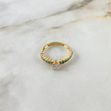 Anillo Solitario Circulos 2.65gr / T7 / Circones Verdes Blanco Oro Amarillo ©