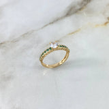 Anillo Solitario Circulos 2.65gr / T7 / Circones Verdes Blanco Oro Amarillo ©