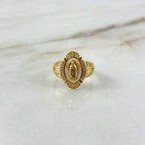 Anillo Virgen de Guadalupe 3.45gr / T6 / Circones Blancos Oro Amarillo ©
