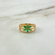 Anillo Tres Lineas Flor 4.1gr / T7 / Circones Blancos Verdes Oro Amarillo ©