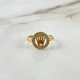 Anillo Sello Corona RX 2.7gr / T6 1/4 / Circones Blancos Oro Amarillo ©