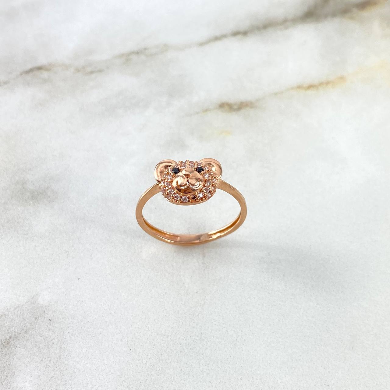 Anillo Oso 1.9gr / T6 / Circones Negros Blancos Oro Rosa ©