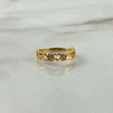 Anillo Corazones S 2.4gr / T6 1/2 / Circones Blancos Oro Amarillo ©