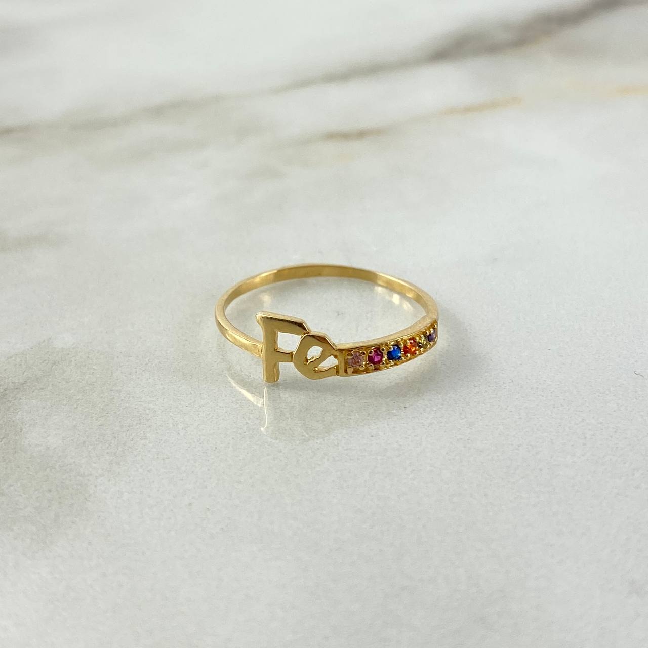 Anillo Fe 1.2gr / T7 1/2 / Circones Colores Oro Amarillo ©