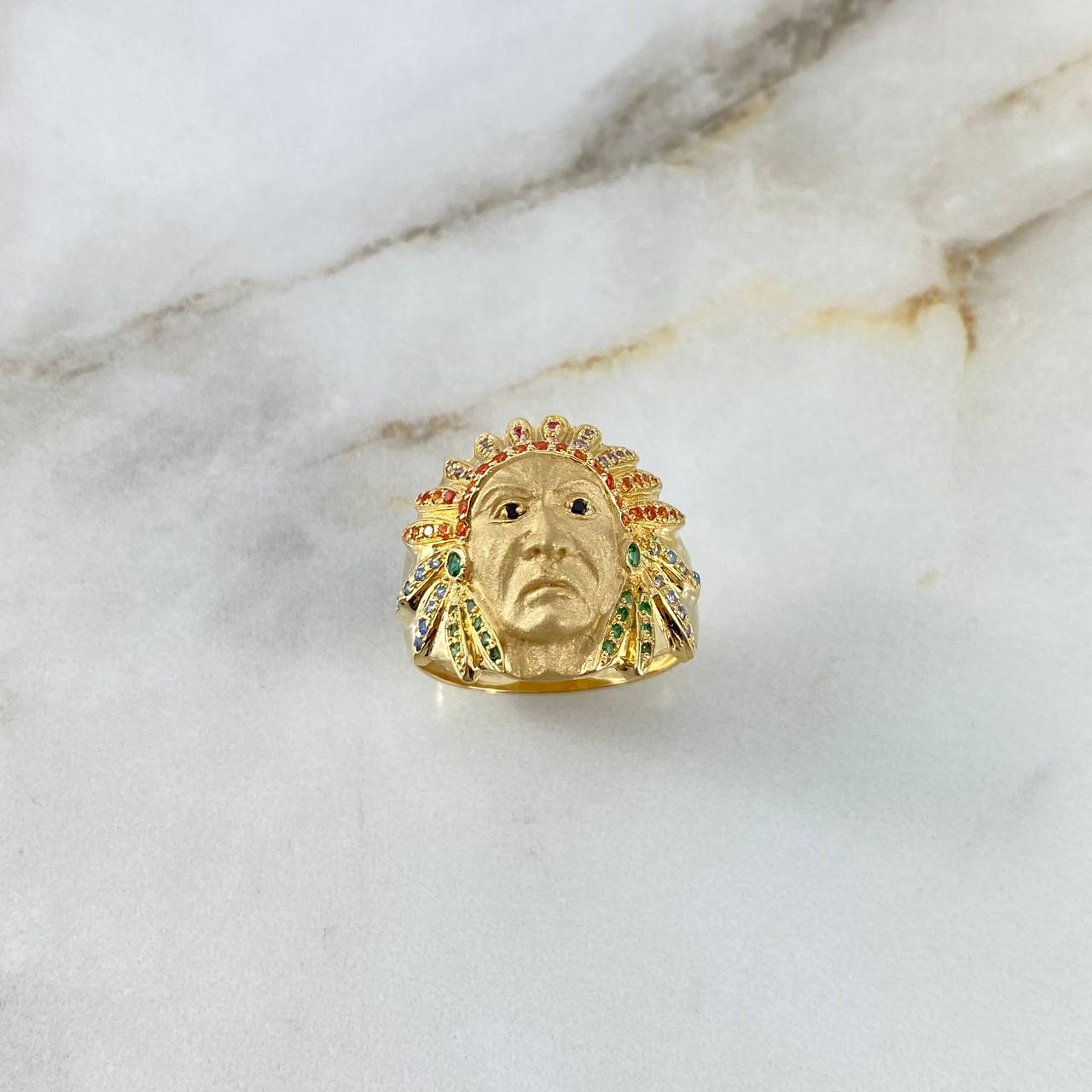 Anillo Indio 6.05gr / T10 1/4 / Circones Colores Oro Amarillo ©