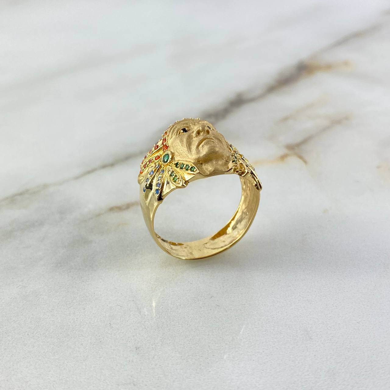 Anillo Indio 6.05gr / T10 1/4 / Circones Colores Oro Amarillo ©