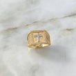 Anillo Sello Cruz 7.5gr / T10 / Circones Blancos Oro Amarillo ©