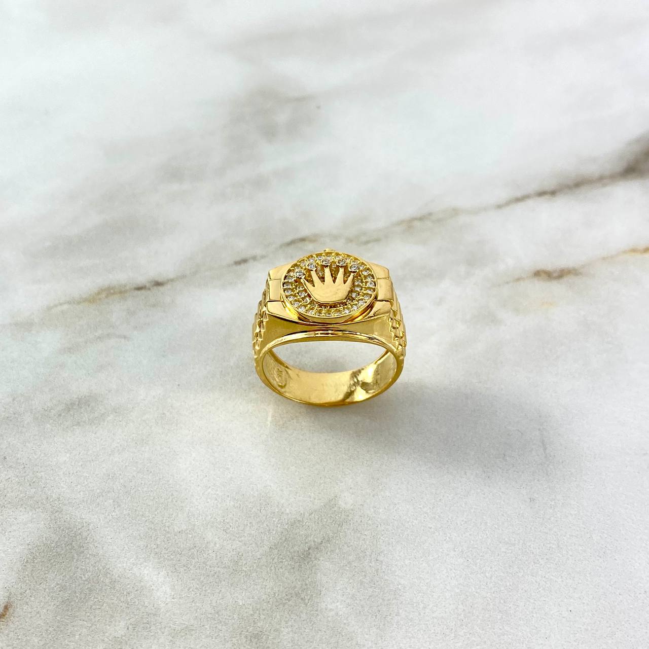 Anillo Correa Corona RX 7.15gr / T7 1/2 / Circones Blancos Oro Amarillo ©