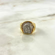 Anillo Jesus 7.5gr / T9 1/2 / Circones Blancos Verdes Dos Oros Amarillo Blanco ©