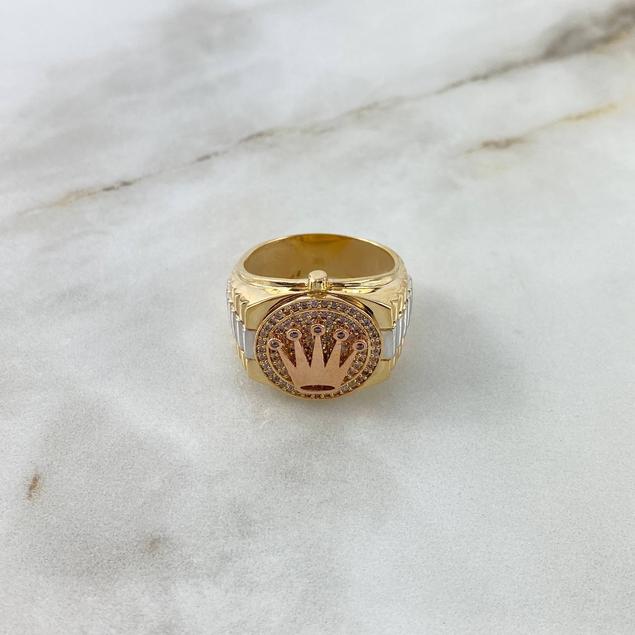 Anillo Correa Corona RX 12.1gr / T9 3/4 / Circones Blancos Tres Oros ©