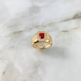 Anillo Halo 8gr / T10 3/4 / Circon Rojo Blancos Oro Amarillo ©