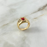 Anillo Halo 8gr / T10 3/4 / Circon Rojo Blancos Oro Amarillo ©
