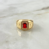 Anillo Halo 8gr / T10 3/4 / Circon Rojo Blancos Oro Amarillo ©