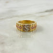 Anillo Correa Signo Dinero 7.15gr / T10 / Circones Blancos Tres Oros ©