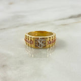 Anillo Correa Signo Dinero 7.15gr / T10 / Circones Blancos Tres Oros ©