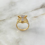 Anillo Toro 8.3gr / T9 3/4 / Circones Blancos Verdes Dos Oros Amarillo Blanco ©