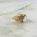 Anillo Toro 8.3gr / T9 3/4 / Circones Blancos Verdes Dos Oros Amarillo Blanco ©