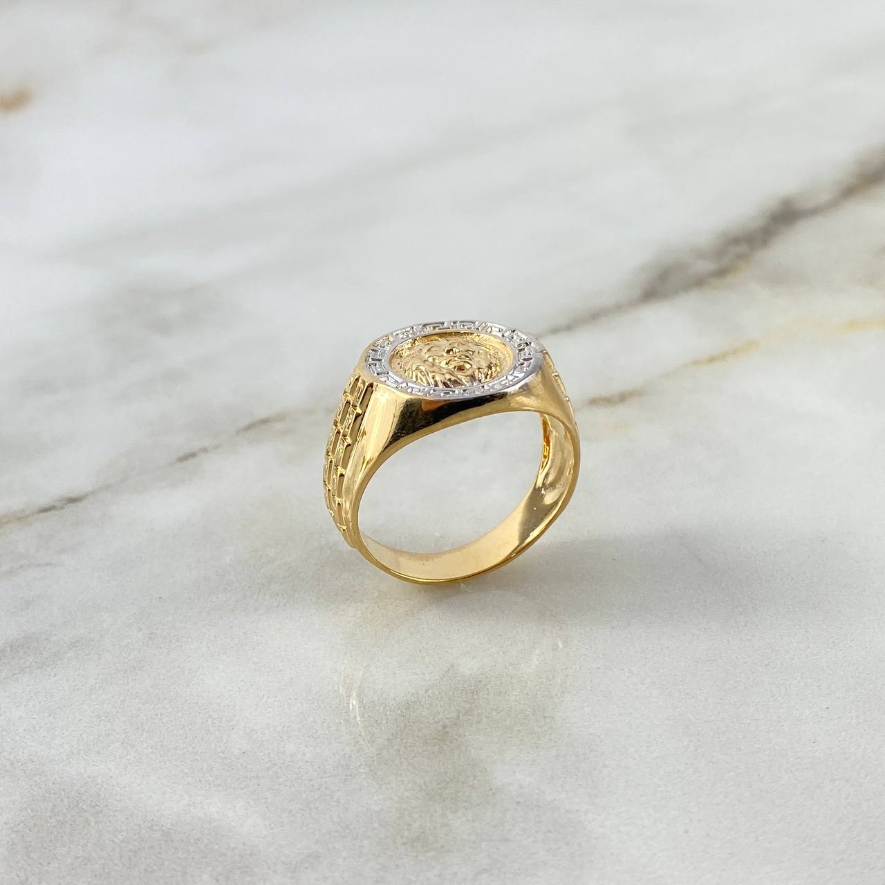 Anillo Leon Tribal 10.3gr / T10 1/2 / Dos Oros Amarillo Blanco ©
