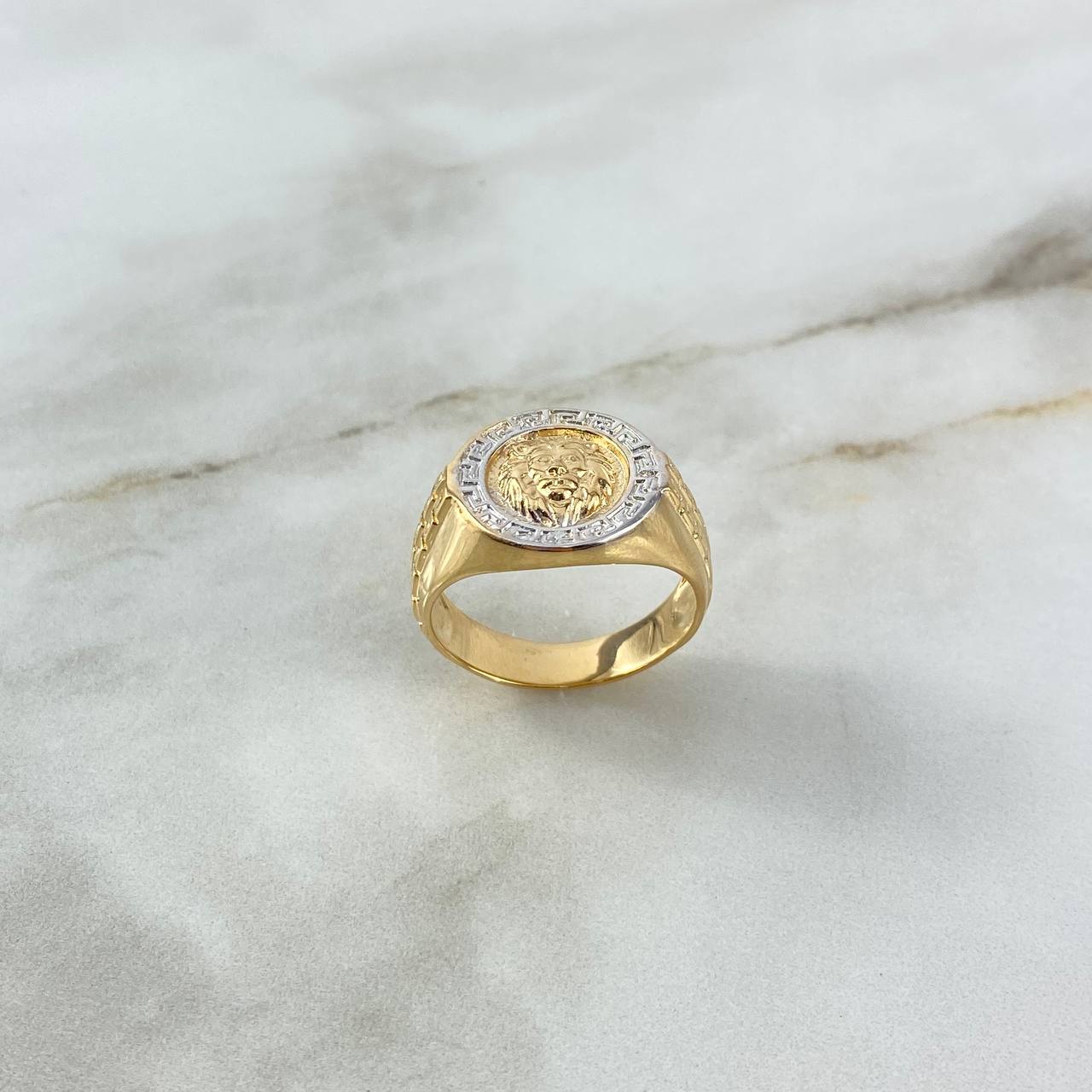 Anillo Leon Tribal 10.3gr / T10 1/2 / Dos Oros Amarillo Blanco ©