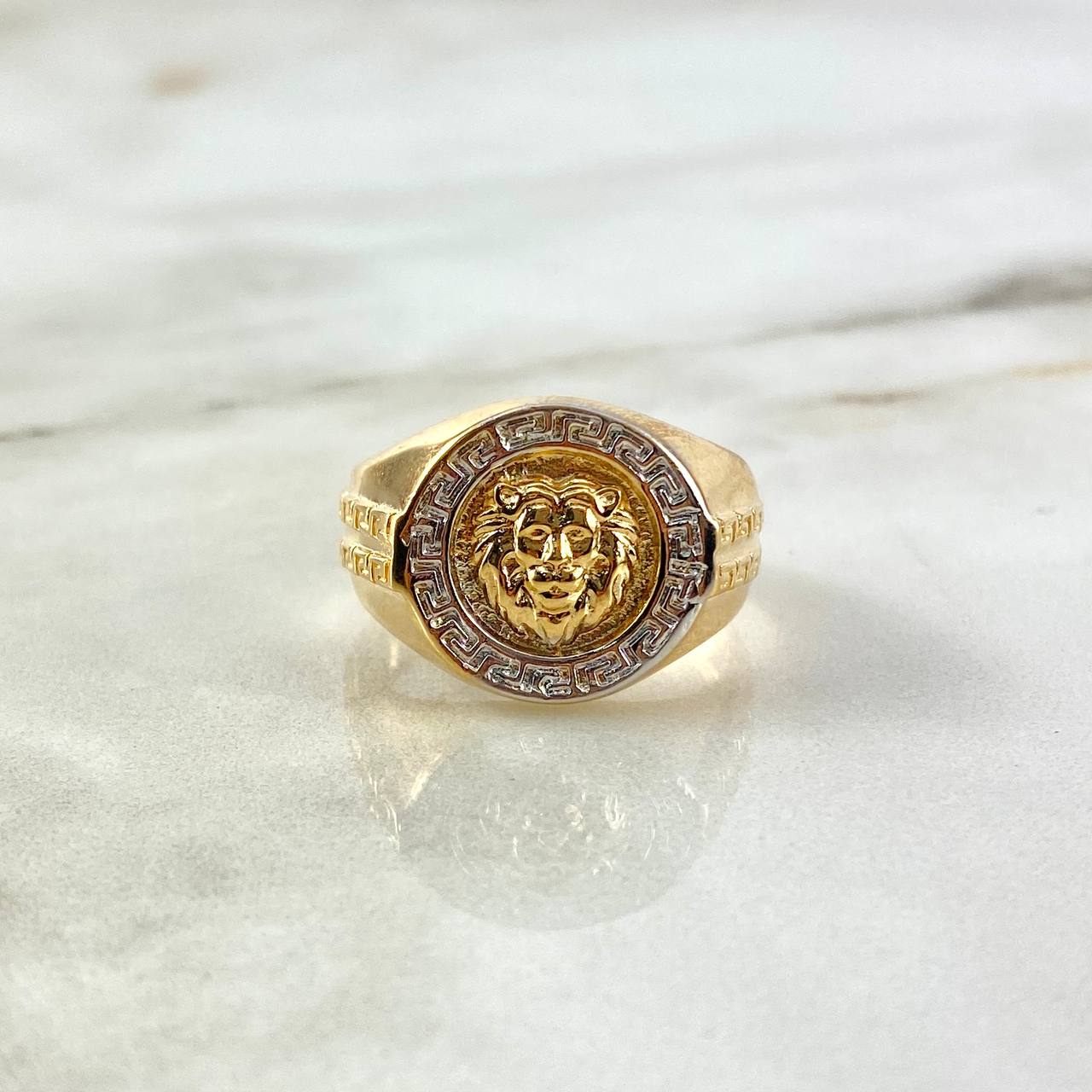 Anillo Leon Tribal 10.3gr / T10 1/2 / Dos Oros Amarillo Blanco ©