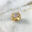 Anillo Cuadrado Cruz 11.5gr / T8 3/4 / Circones Blancos Dos Oros Amarillo Blanco ©