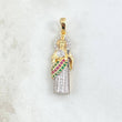 Dije San Judas 4.5gr / 3.6cm / Circones Blancos Verdes Fucsias Dos Oros Amarillo Blanco 18K
