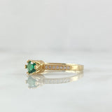 Anillo Solitario Seis Puntas 1.8gr / T6 1/4 / Circones Blancos Verde Oro Amarillo 18K