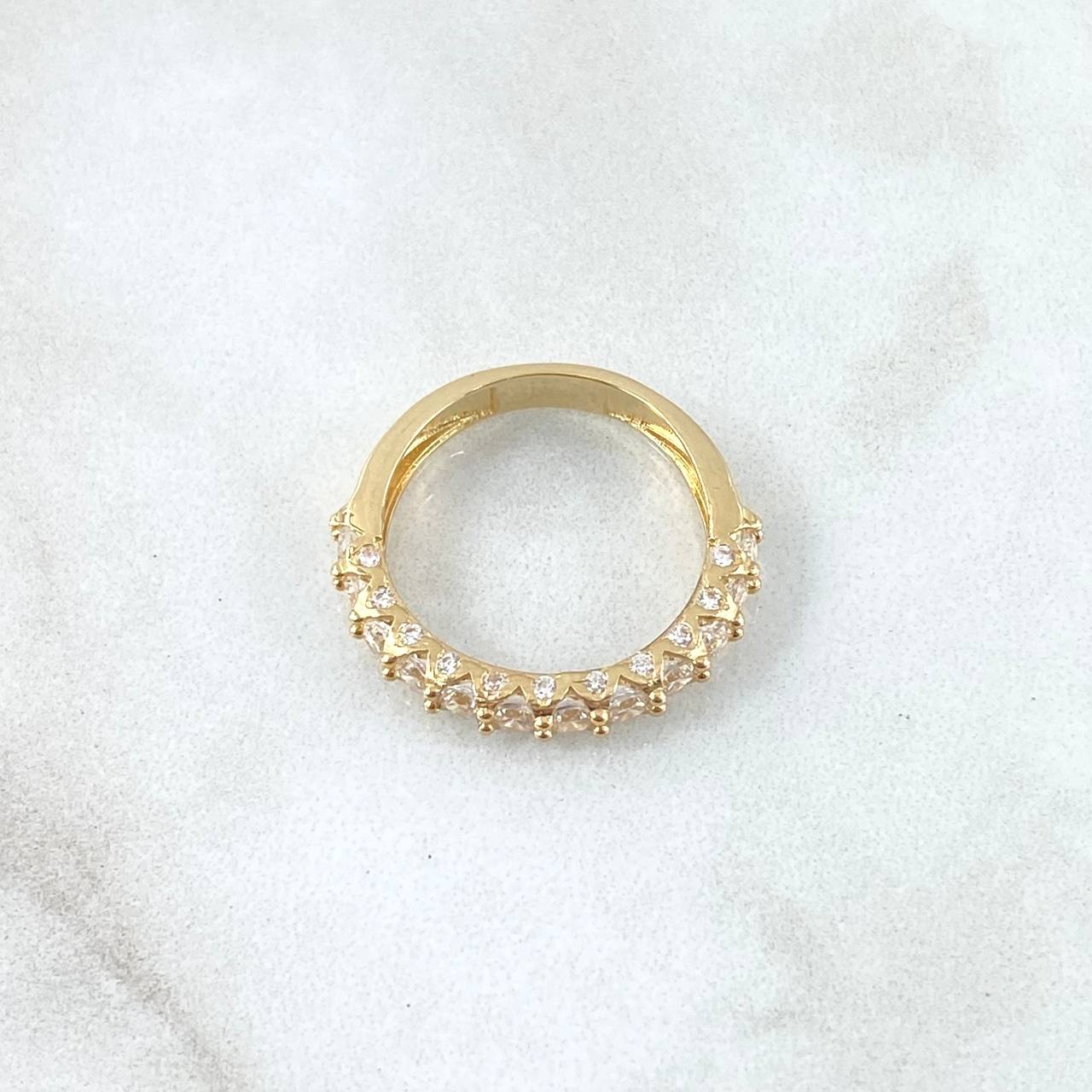 Anillo Churumbela Vertebral 2.85gr / T5 3/4 / Circones Blancos Oro Amarillo 18K