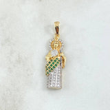 Dije San Judas 4.4gr / 3.6cm / Circones Blancos Verdes Dos Oros Amarillo Blanco 18K