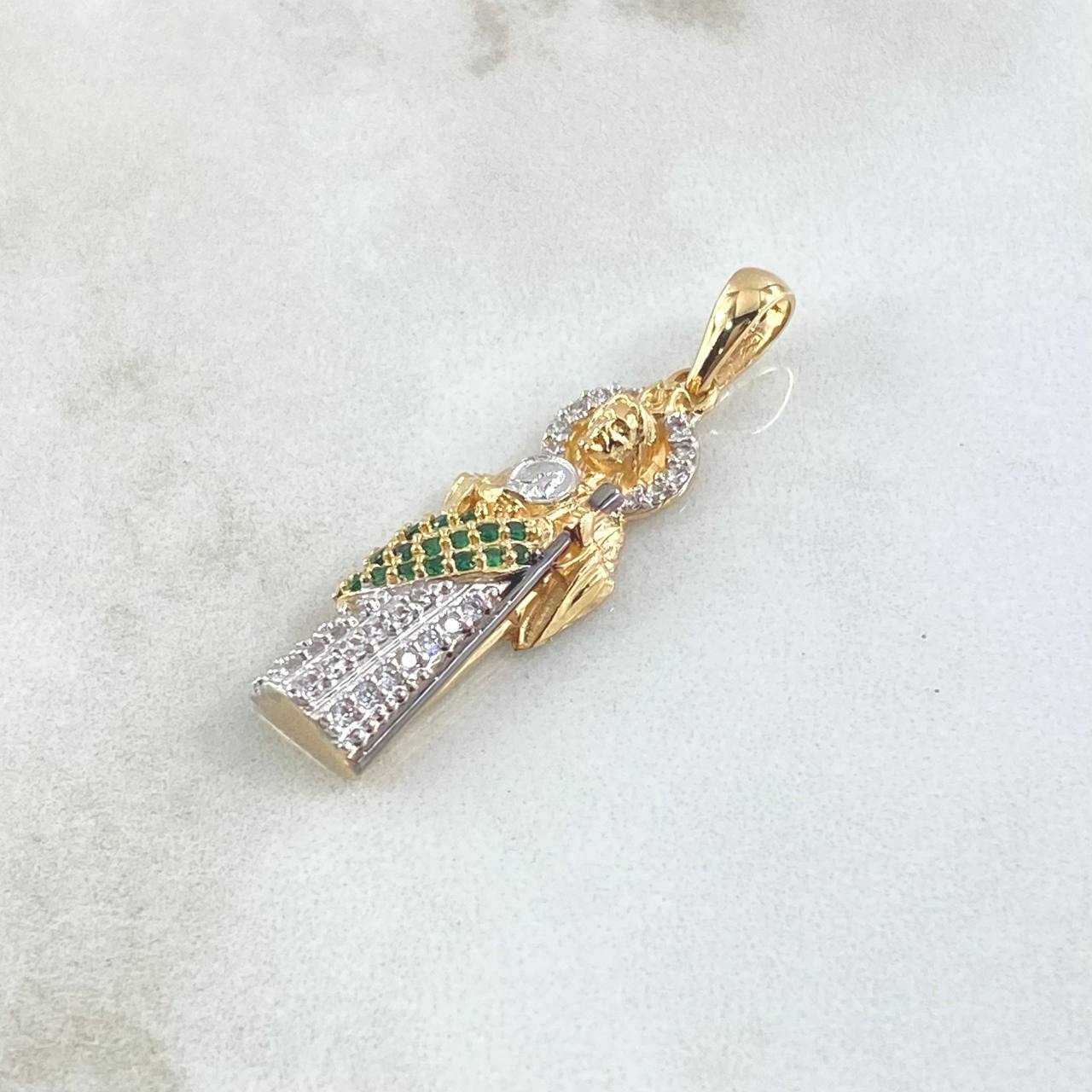 Dije San Judas 4.4gr / 3.6cm / Circones Blancos Verdes Dos Oros Amarillo Blanco 18K