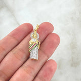 Dije San Judas 4.5gr / 3.6cm / Circones Blancos Verdes Fucsias Dos Oros Amarillo Blanco 18K