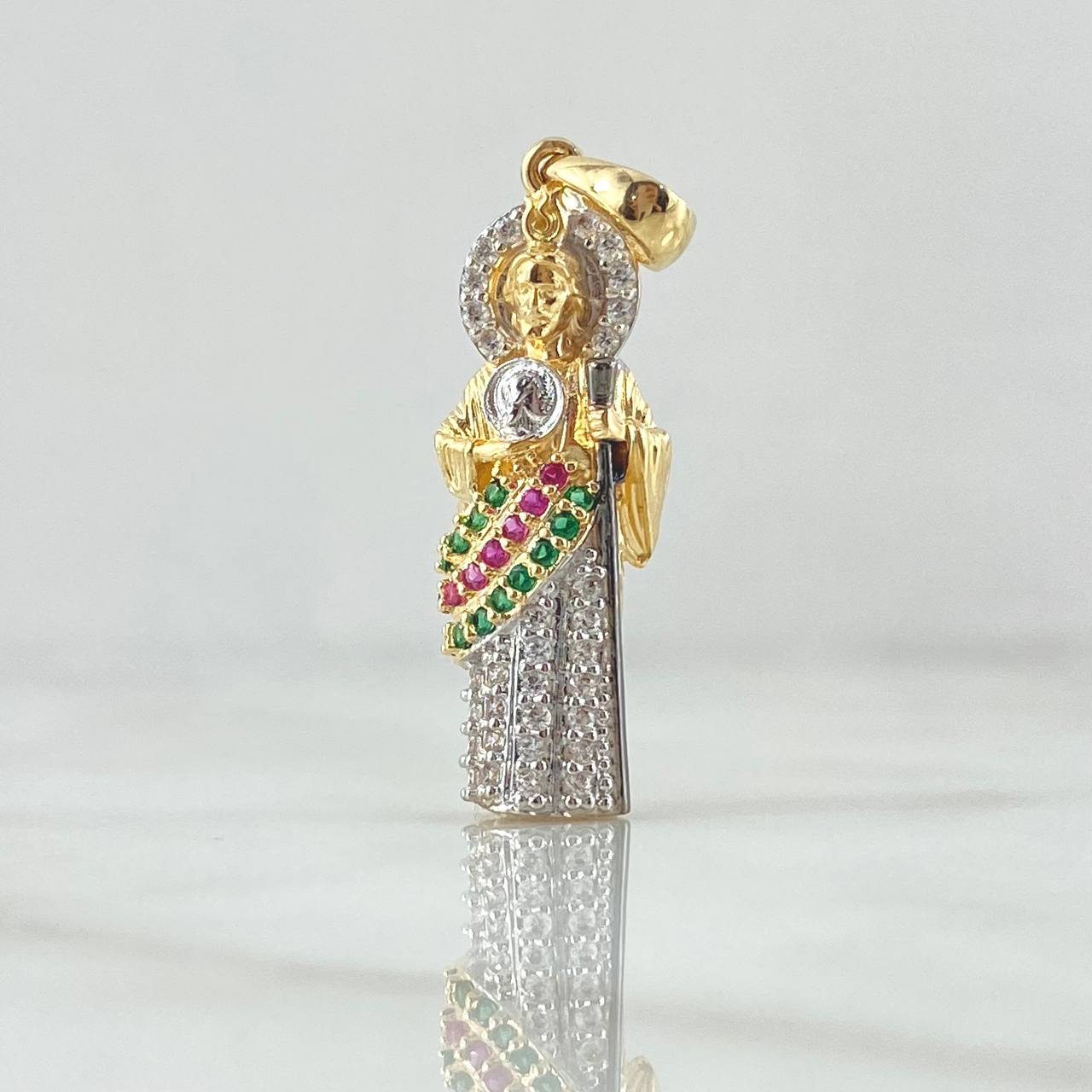 Dije San Judas 4.5gr / 3.6cm / Circones Blancos Verdes Fucsias Dos Oros Amarillo Blanco 18K