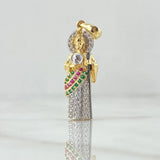 Dije San Judas 4.5gr / 3.6cm / Circones Blancos Verdes Fucsias Dos Oros Amarillo Blanco 18K